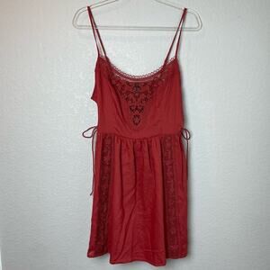 FOREVER 21 Rust Colored Dress with Lace Details at Chest & down Skirt Size L